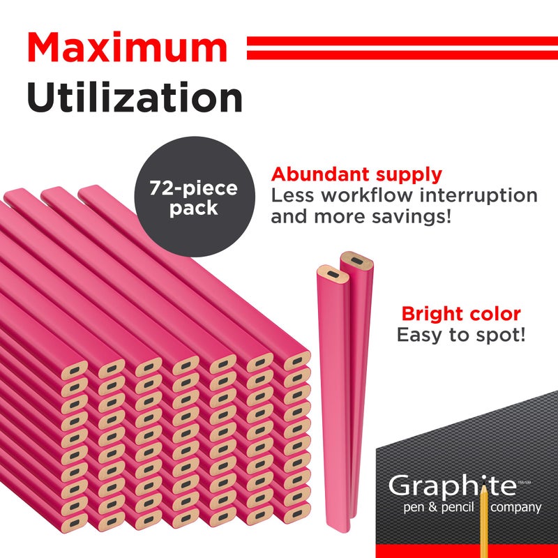 GRAPHITE Hard Lead Carpenter Pencils Bulk - (72) Pieces Lumber Wooden Pencil #2 (HB) - Neon Pink - Image 3